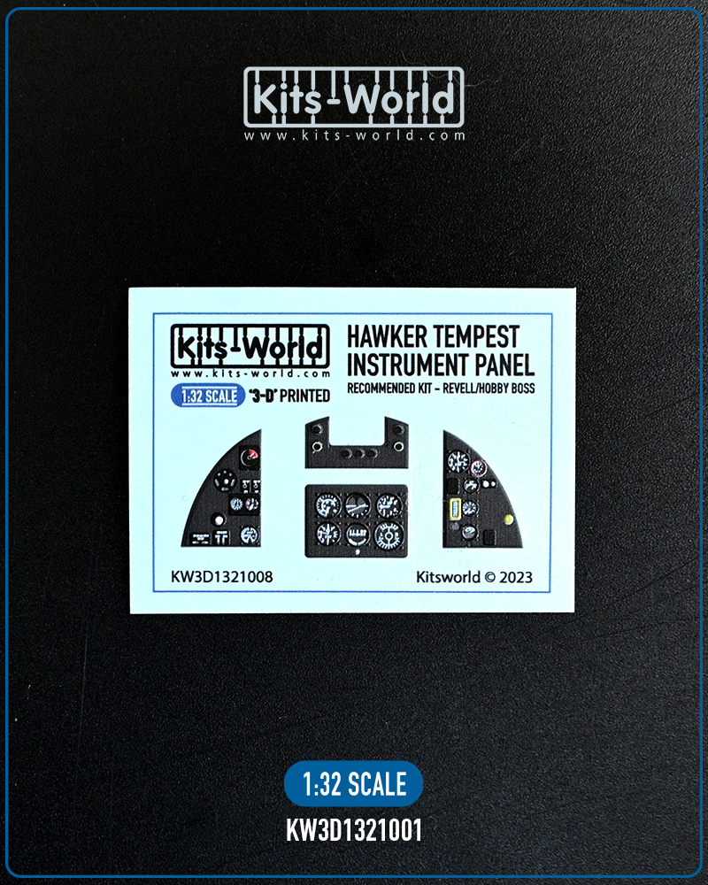 Kitsworld 1/32 Scale - Hawker Tempest - 3D Printed/Full Colour Instrument Panel KW3D1321008 - P-47D (Recommended Kit: Revell/Hobby Boss) 